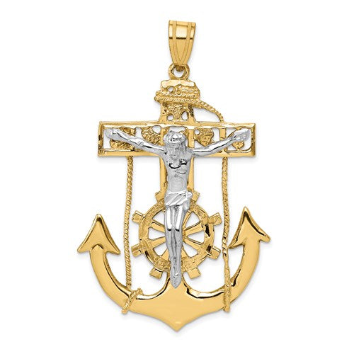 14k-two-tone-mariners-crucifix-pendant-SolomonJeweler-Wichita-KS-CustomJewelry