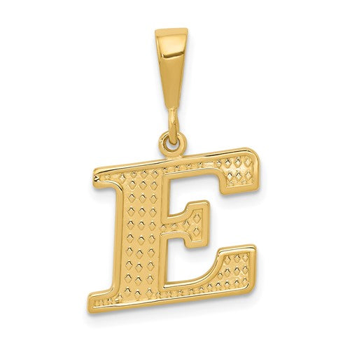 14k-textured-initial-e-charm-SolomonJeweler-Wichita-KS-CustomJewelry