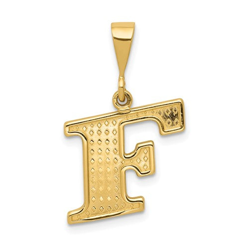 14k-textured-initial-f-charm-SolomonJeweler-Wichita-KS-CustomJewelry