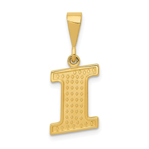 14k-textured-initial-i-charm-SolomonJeweler-Wichita-KS-CustomJewelry