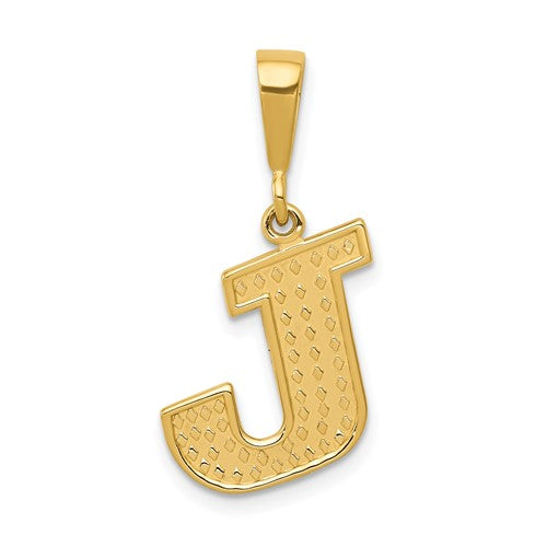 14k-textured-initial-j-charm-SolomonJeweler-Wichita-KS-CustomJewelry