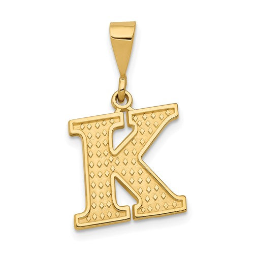 14k-textured-initial-k-charm-SolomonJeweler-Wichita-KS-CustomJewelry