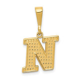 Gold 14k textured initial N charm pendant from Solomon Jewelers, featuring a stylish, engraved letter design.