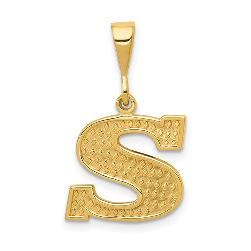 14k-textured-initial-s-charm-SolomonJeweler-Wichita-KS-CustomJewelry