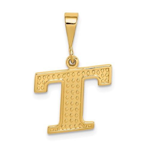 14k-textured-initial-t-charm-SolomonJeweler-Wichita-KS-CustomJewelry
