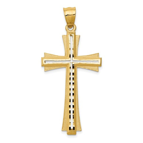 14k-diamond-cut-and-satin-cross-pendant-SolomonJeweler-Wichita-KS-CustomJewelry