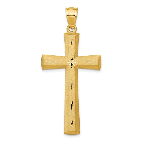 14k-satin-and-diamond-cut-cross-pendant-SolomonJeweler-Wichita-KS-CustomJewelry