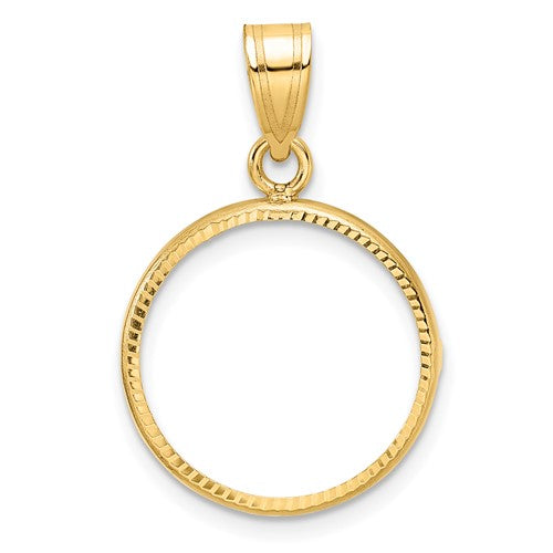 14k-polished-and-diamond-cut-16-5mm-prong-coin-bezel-pendant-SolomonJeweler-Wichita-KS-CustomJewelry