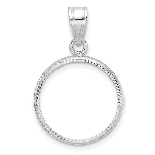 14k-white-gold-polished-d-c-16-5mm-prong-coin-bezel-pendant-SolomonJeweler-Wichita-KS-CustomJewelry
