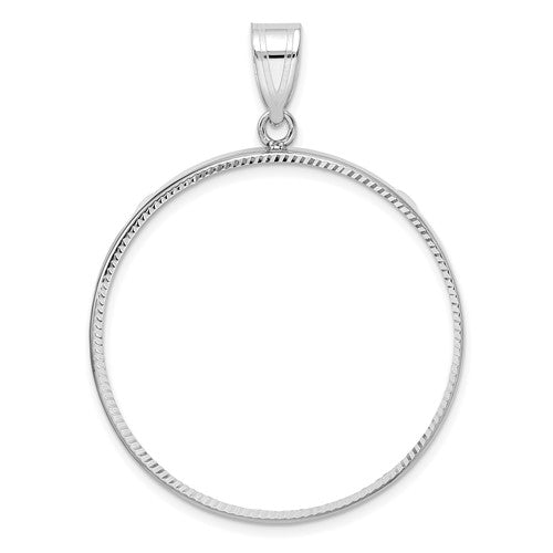 14k-white-gold-polished-d-c-32-7mm-prong-coin-bezel-pendant-SolomonJeweler-Wichita-KS-CustomJewelry