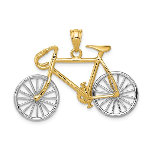 14k-large-two-tone-3-d-bicycle-pendant-SolomonJeweler-Wichita-KS-CustomJewelry