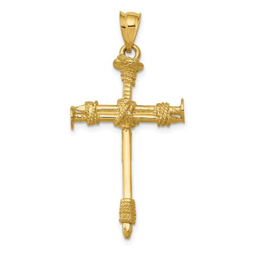 14k-polished-nail-cross-pendant-SolomonJeweler-Wichita-KS-CustomJewelry