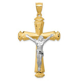 14k-satin-two-tone-crucifix-pendant-SolomonJeweler-Wichita-KS-CustomJewelry