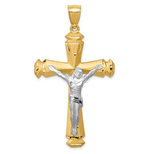 14k-satin-two-tone-crucifix-pendant-SolomonJeweler-Wichita-KS-CustomJewelry
