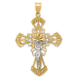 14k-two-tone-diamond-cut-crucifix-pendant-SolomonJeweler-Wichita-KS-CustomJewelry