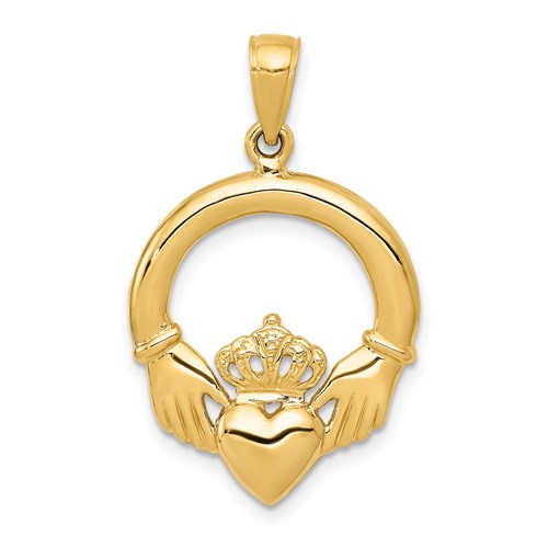 14k-polished-claddagh-pendant-SolomonJeweler-Wichita-KS-CustomJewelry
