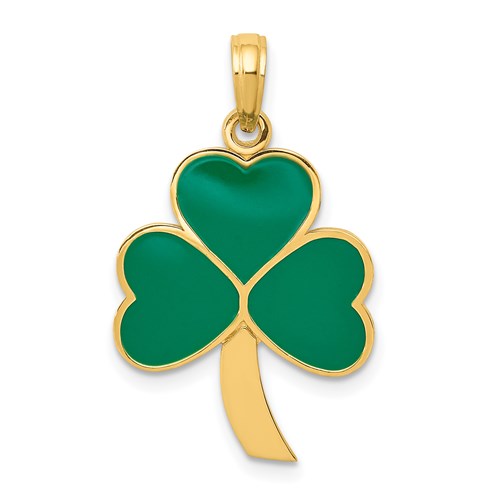 14k-green-enameled-shamrock-pendant-SolomonJeweler-Wichita-KS-CustomJewelry