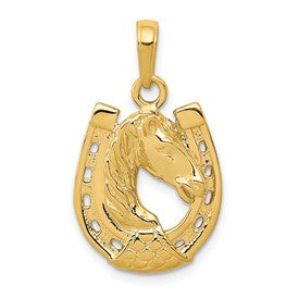 14k-solid-polished-horse-head-in-horseshoe-pendant-SolomonJeweler-Wichita-KS-CustomJewelry