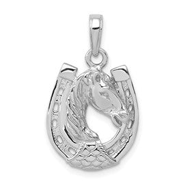14k-white-gold-solid-polished-horse-head-in-horseshoe-pendant-SolomonJeweler-Wichita-KS-CustomJewelry