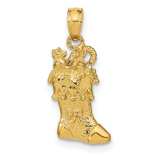 14k-solid-polished-3d-christmas-stocking-charm-SolomonJeweler-Wichita-KS-CustomJewelry