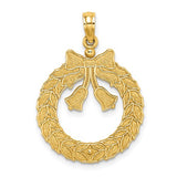 14k-satin-polished-christmas-wreath-charm-SolomonJeweler-Wichita-KS-CustomJewelry