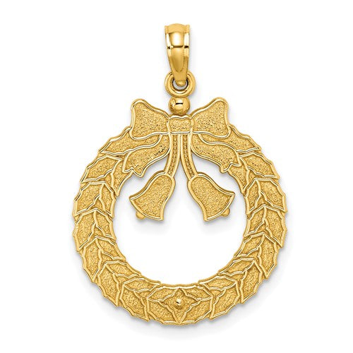 14k-satin-polished-christmas-wreath-charm-SolomonJeweler-Wichita-KS-CustomJewelry