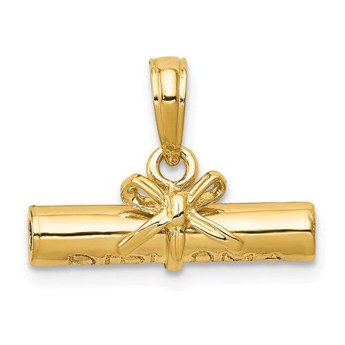 14k-3d-hollow-polished-diploma-pendant-SolomonJeweler-Wichita-KS-CustomJewelry