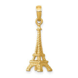 14k solid gold Eiffel Tower charm with polished finish, designed for jewelry pendants and charms.
