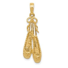14k-solid-satin-polished-ballet-slippers-pendant-SolomonJeweler-Wichita-KS-CustomJewelry