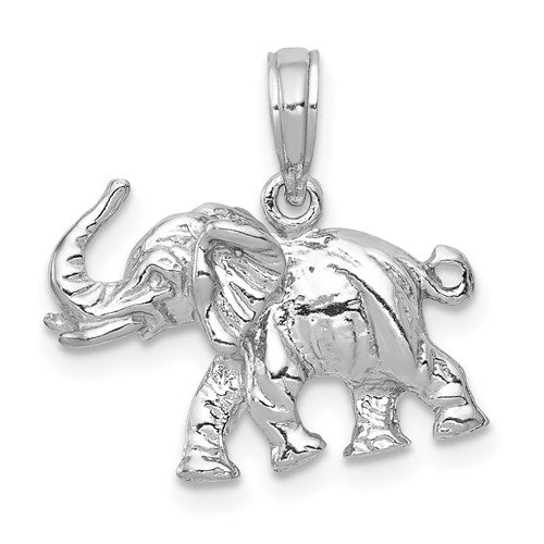 14k-white-gold-polished-3-d-elephant-pendant-SolomonJeweler-Wichita-KS-CustomJewelry