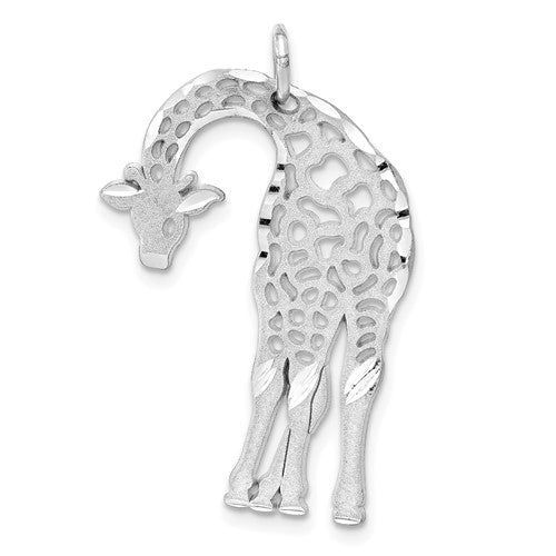 14k-white-gold-solid-satin-diamond-cut-flat-backed-giraffe-charm-SolomonJeweler-Wichita-KS-CustomJewelry