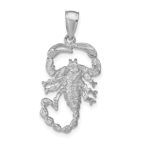 14k-white-gold-solid-polished-open-backed-scorpion-pendant-SolomonJeweler-Wichita-KS-CustomJewelry