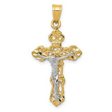 14k-two-tone-fleur-de-lis-crucifix-pendant-SolomonJeweler-Wichita-KS-CustomJewelry