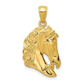 14k-solid-polished-open-backed-horse-head-pendant-SolomonJeweler-Wichita-KS-CustomJewelry