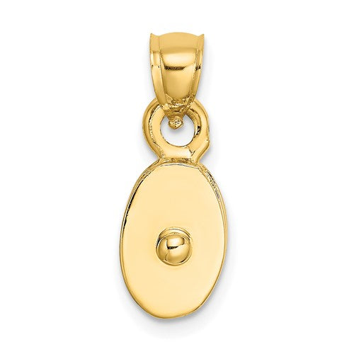 14K gold moveable pulley charm pendant with polished finish, featuring a 3-D design, from Solomon Jewelers.