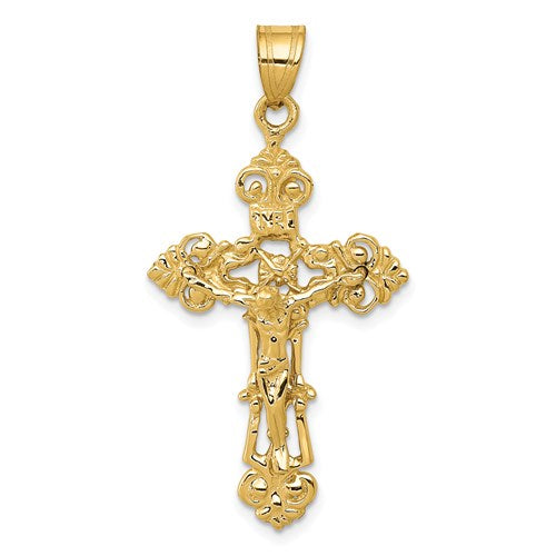 14k-inri-fleur-de-lis-crucifix-pendant-SolomonJeweler-Wichita-KS-CustomJewelry