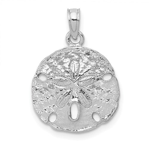 14k-white-gold-polished-sand-dollar-pendant-SolomonJeweler-Wichita-KS-CustomJewelry