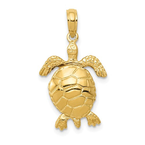 14k-solid-polished-3-d-moveable-turtle-pendant-SolomonJeweler-Wichita-KS-CustomJewelry