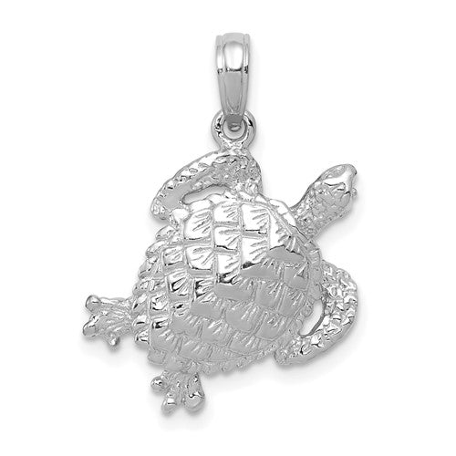 14k-white-gold-solid-polished-open-backed-turtle-pendant-SolomonJeweler-Wichita-KS-CustomJewelry
