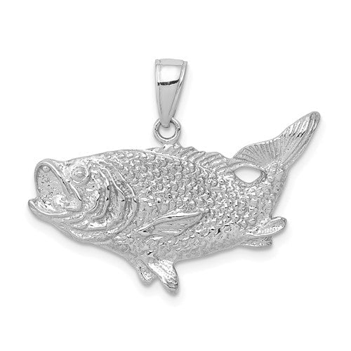 14k-white-gold-polished-open-backed-bass-fish-pendant-SolomonJeweler-Wichita-KS-CustomJewelry