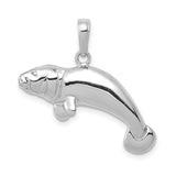 14k-white-gold-solid-polished-manatee-pendant-SolomonJeweler-Wichita-KS-CustomJewelry