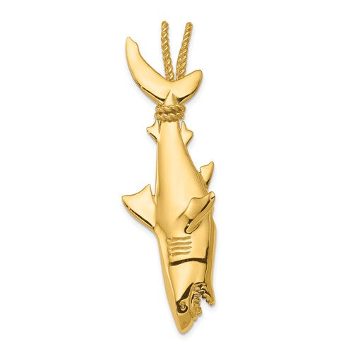 14k-hollow-polished-3-d-hanging-shark-pendant-SolomonJeweler-Wichita-KS-CustomJewelry