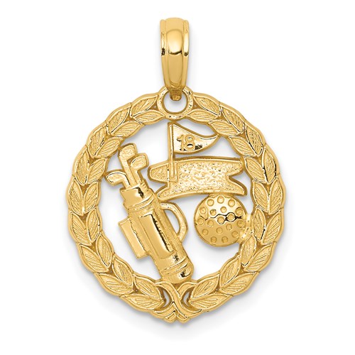 14k-solid-polished-golf-theme-pendant-SolomonJeweler-Wichita-KS-CustomJewelry