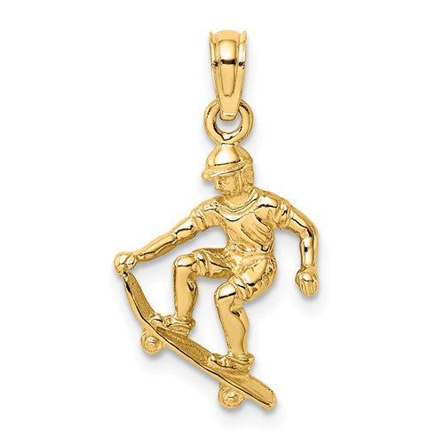 14k-solid-polished-3-d-skateboarder-charm-SolomonJeweler-Wichita-KS-CustomJewelry