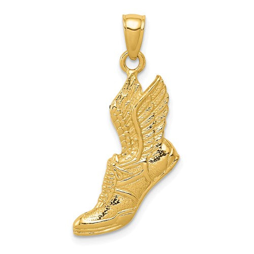 14k-polished-running-shoe-pendant-SolomonJeweler-Wichita-KS-CustomJewelry
