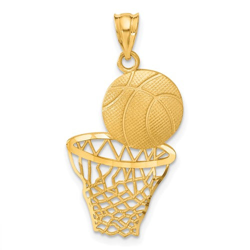 14k-satin-diamond-cut-basketball-and-net-pendant-SolomonJeweler-Wichita-KS-CustomJewelry