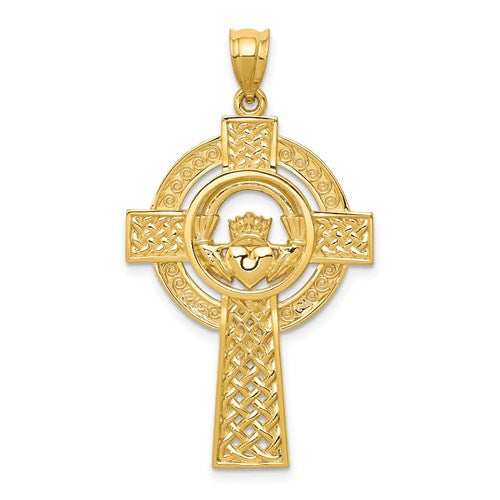 14k-celtic-claddagh-cross-pendant-SolomonJeweler-Wichita-KS-CustomJewelry