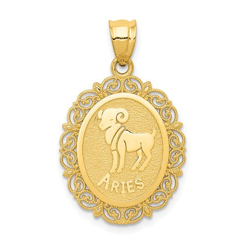 14k-solid-satin-polished-aries-zodiac-oval-pendant-SolomonJeweler-Wichita-KS-CustomJewelry