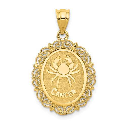 14k-solid-satin-polished-cancer-zodiac-oval-pendant-SolomonJeweler-Wichita-KS-CustomJewelry