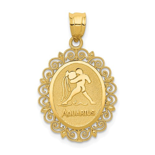 14k-solid-satin-polished-aquarius-zodiac-oval-pendant-SolomonJeweler-Wichita-KS-CustomJewelry